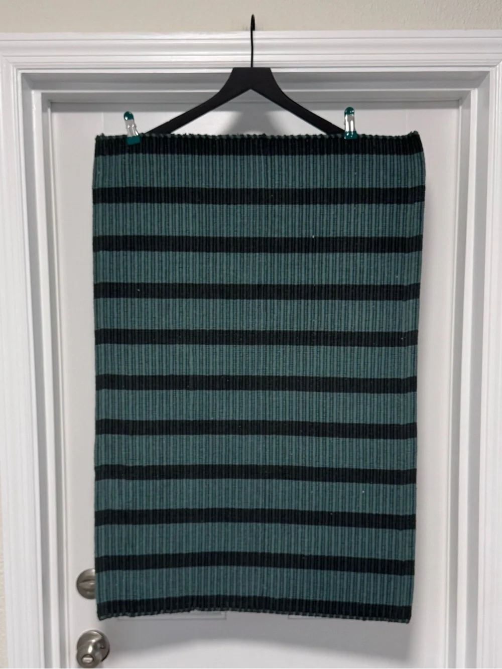 IKEA VAGSKYLT Striped Doormat Blue-Green Black Rug